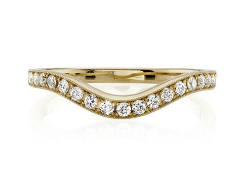 Curved "Grace" Wedding Band in 18K Yellow Gold