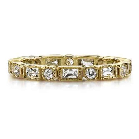 Vintage-Inspired French Cut Diamond "Julia" Wedding Band