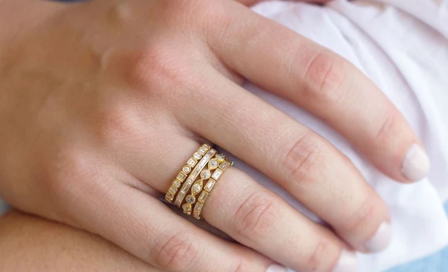 Vintage-Inspired French Cut Diamond "Julia" Wedding Band
