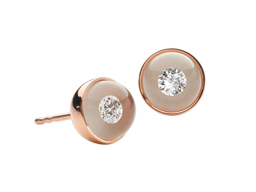 Schmuckwerk Rose Gold, Glass Ball and Diamond Earrings