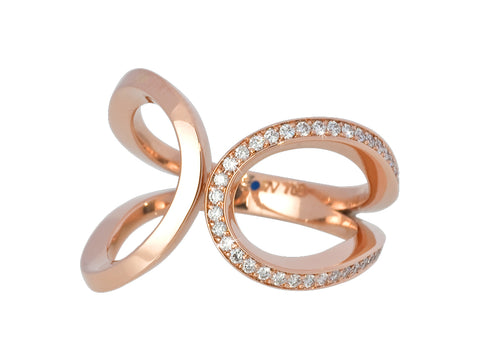 "Floating Diamond in Glass Orb" Stud Earrings in Rose Gold