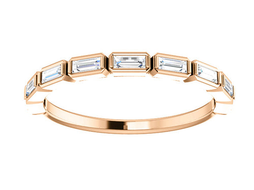 14K Rose Gold and Baguette Diamond Wedding Band in Washington DC