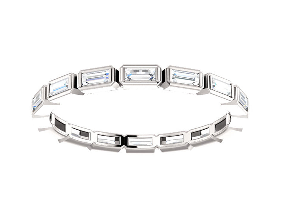 14K White Gold and Baguette Diamond Wedding Band at the Best Jewelry Store in Washington DC