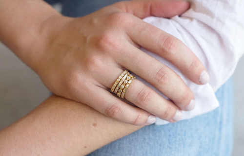 Vintage-Inspired "Elizabeth" Diamond Wedding Band in 18K Yellow Gold