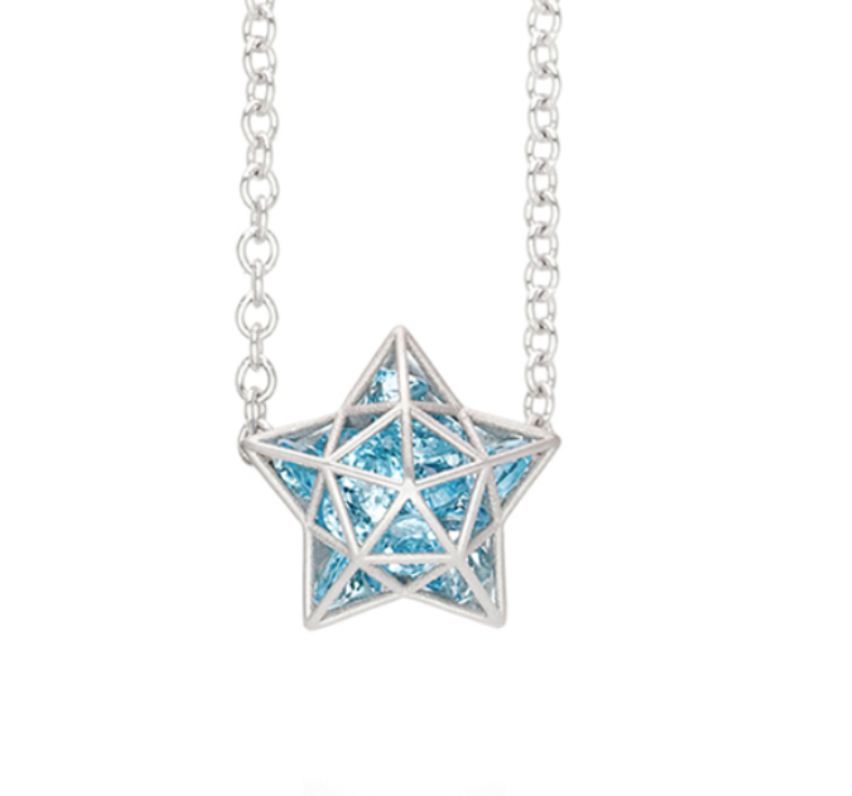 Floating Blue Topaz Astral Necklace in White Gold