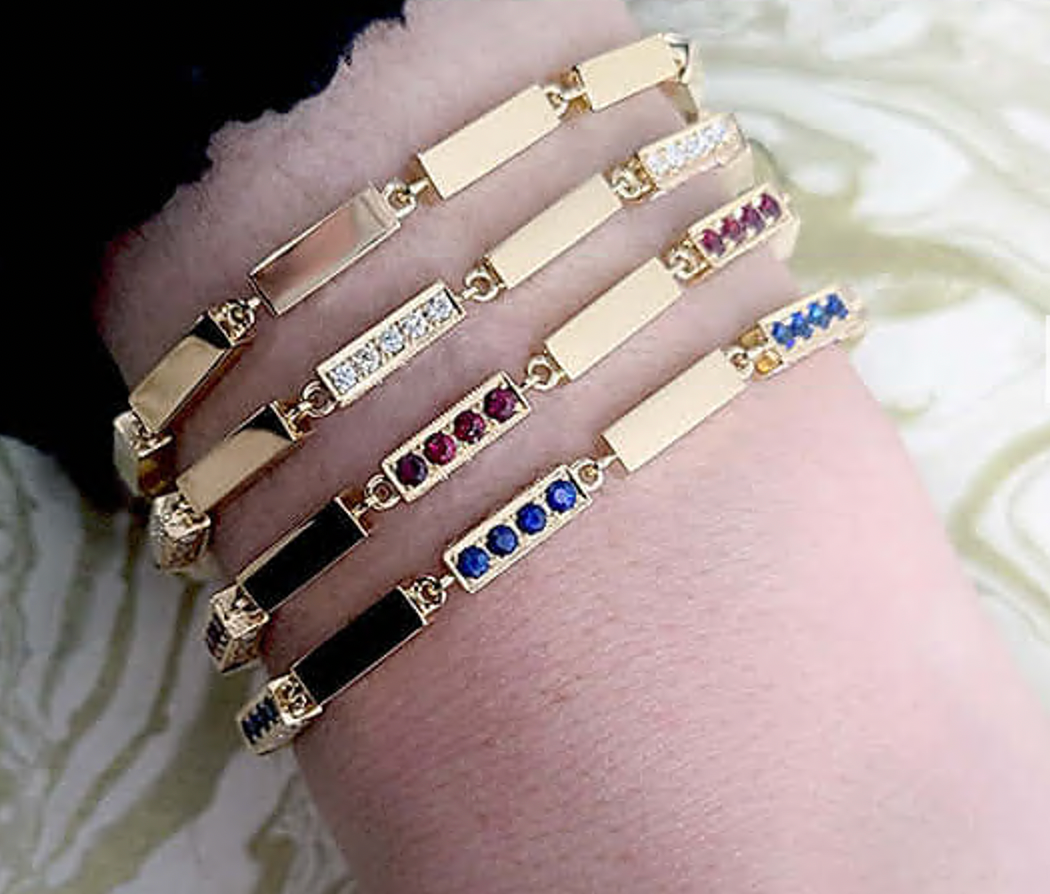 Old European Cut Diamond Bar "Gianna" Bracelet