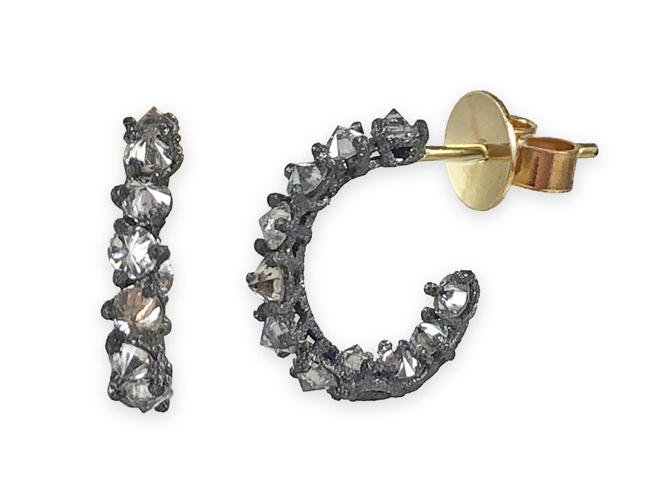 Inverted (Upside Down) Diamond 14mm Hoop Earrings