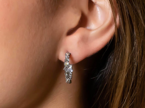 Inverted (Upside Down) Diamond 22mm Hoop Earrings