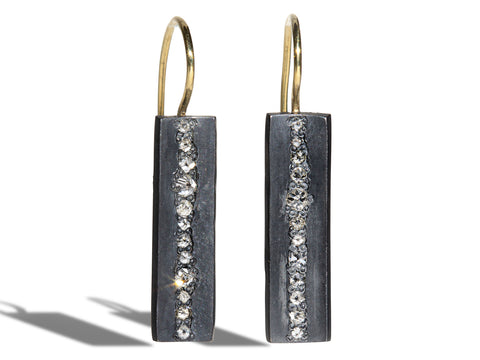 Mixed Diamond Double Hoop Earrings in 14K Yellow Gold