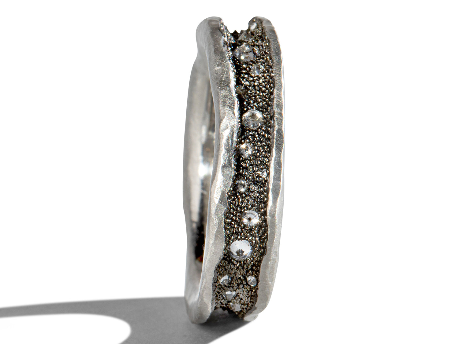 Inverted White Diamond Men's Wedding Band