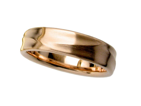 Red Gold, Wood Inlay, Diamond and Ruby Men's Wedding Band