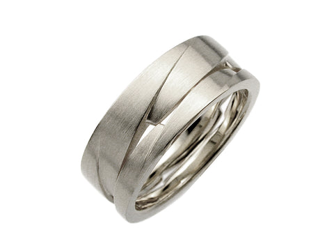 White and Rose Gold Men's Wedding Band