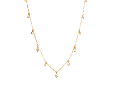 Petite Diamond Trio Pendant Necklace in 14K Yellow Gold