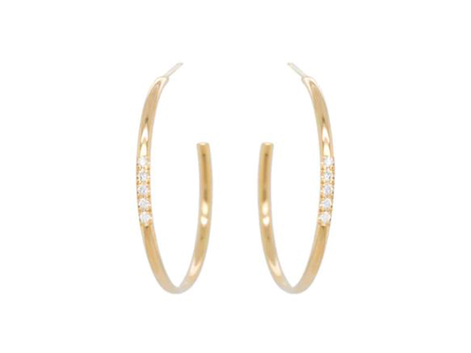 Pavé Diamond 18mm Hoop Earrings in 14K Yellow Gold