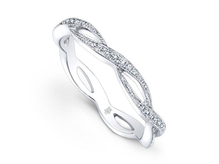Diamond Braid-Design Wedding Band in White Gold