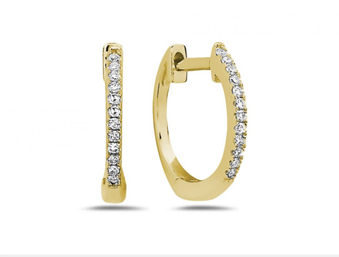 Mixed Diamond Double Hoop Earrings in 14K Yellow Gold