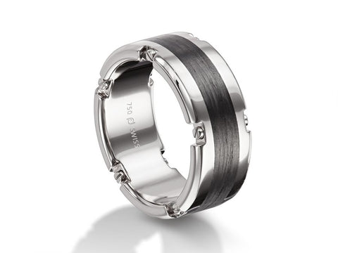Platinum and Inverted White Diamond Channel Men's Wedding Band