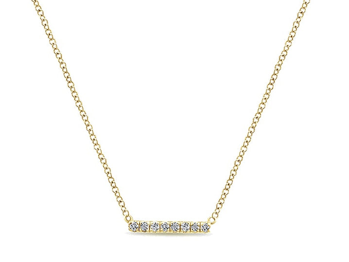 Petite Diamond Bar Necklace in Yellow Gold