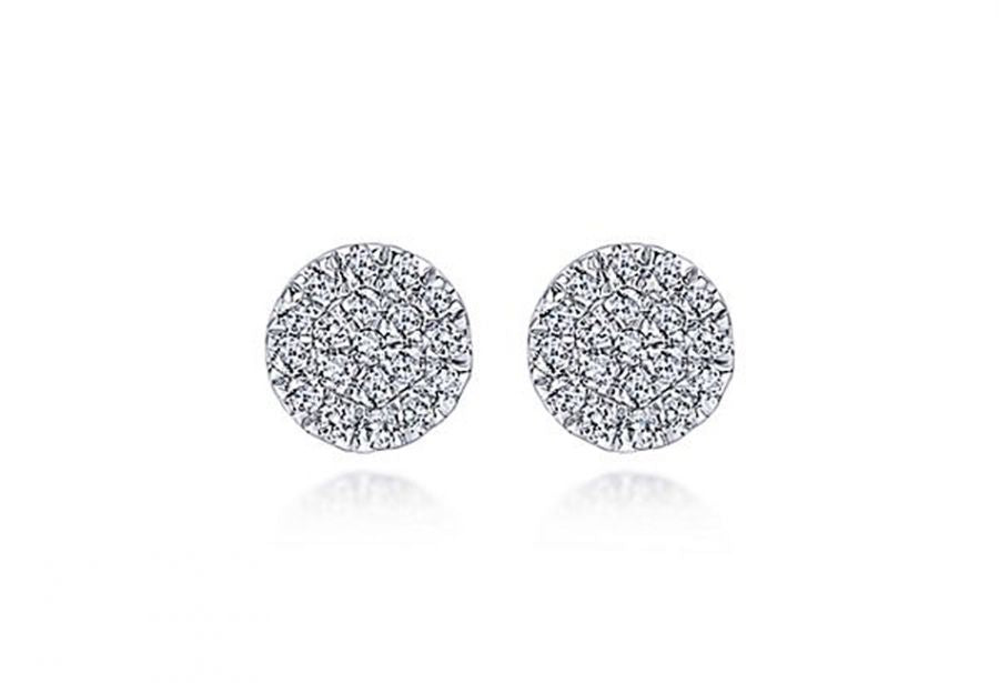 Pavé Diamond Stud Earrings in White Gold