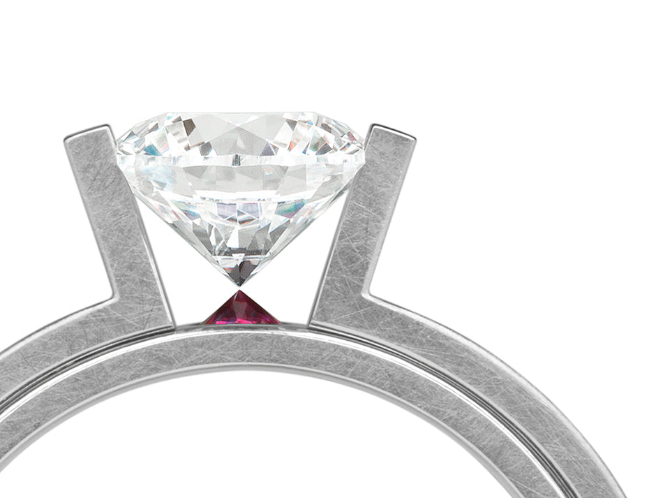 Platinum, Diamond and Ruby Engagement Ring Mounting