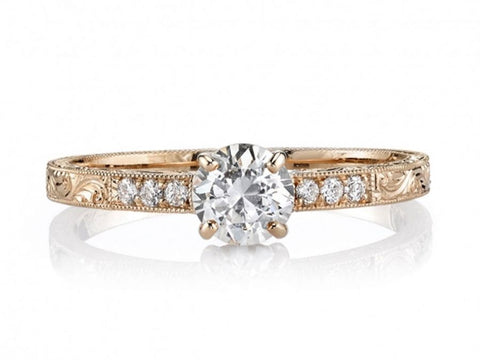 Vintage-Inspired "Elizabeth" Diamond Wedding Band in 18K Yellow Gold