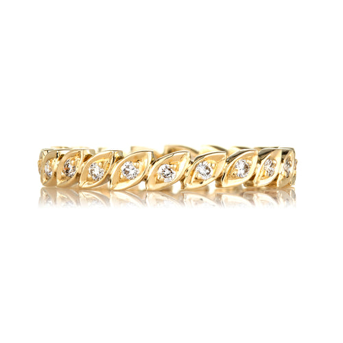 White Diamond Feuille Wedding Band