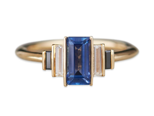 Sapphire and Baguette Diamond Engagement Ring