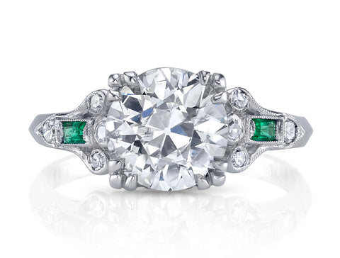 Emerald Diamond Solitaire Engagement Ring