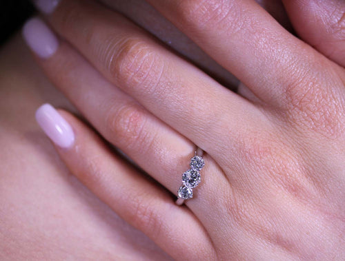 Art Deco Three-Diamond Engagement Ring (circa 1920's)