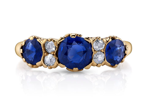 Cushion Sapphire and Diamond Engagement Ring