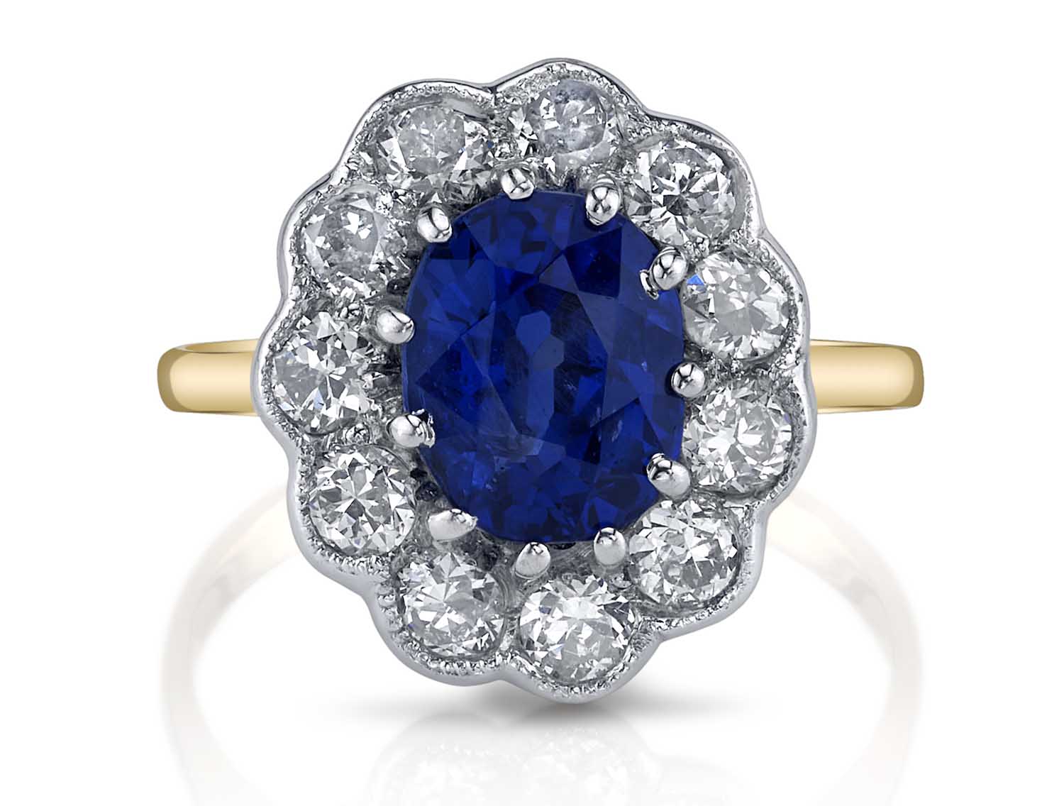 Vintage Mens Created Blue Sapphire Ring Yellow Gold