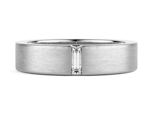 Baguette Diamond Men's Wedding Band in Platinum