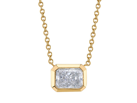 Petite Pavé Diamond Disc Necklace in 14K White Gold