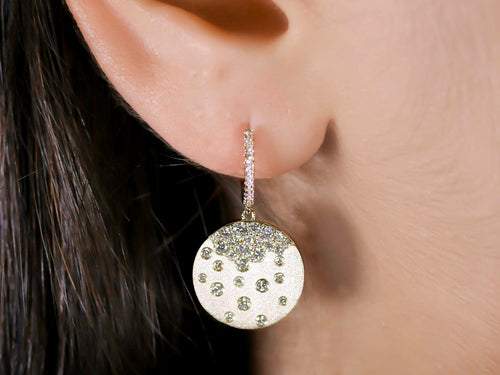 Brilliant Diamond Disc Drop Earrings