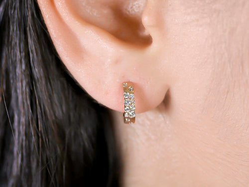 Scattered Diamond Huggie Earrings in Rose Gold