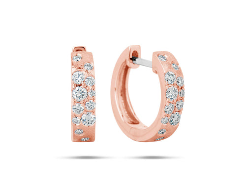 Scattered Diamond Huggie Earrings in Rose Gold