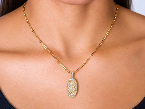 Scattered Diamond Pendant with Paperclip Necklace