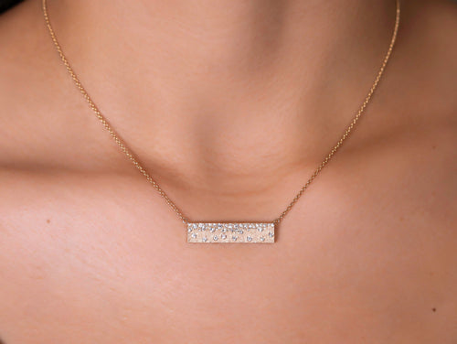 Scattered Diamond Horizontal Bar Necklace