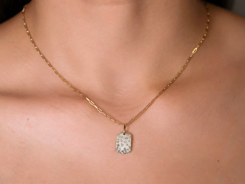 Scattered Diamond Pendant with Paperclip Necklace