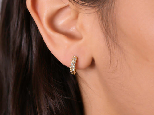 Scattered Diamond Huggie Earrings