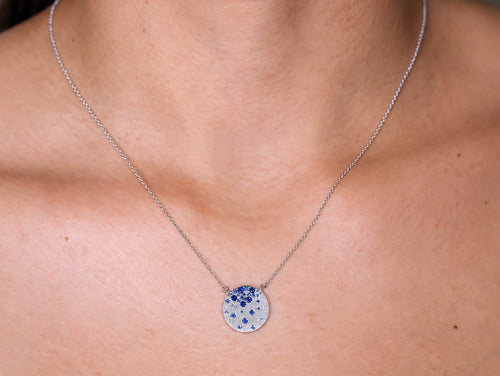 Scattered Sapphire Disc Necklace