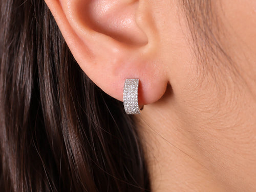 Pavé Diamond Five Row Huggie Earrings
