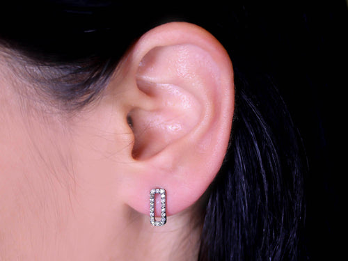Pavé Diamond Stud Earrings in Oxidized Sterling Silver