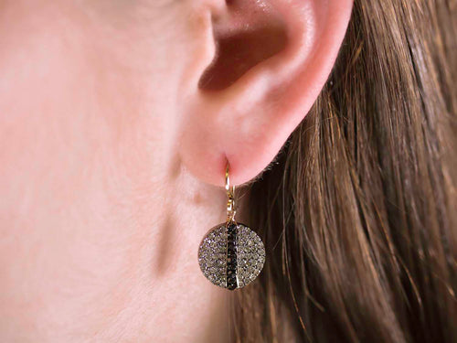 Rustic Gray and Black Diamond Dangle Earrings