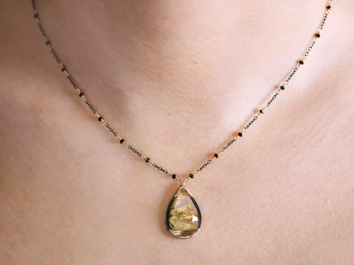 Spinel and Rutilated Quartz Pendant Necklace