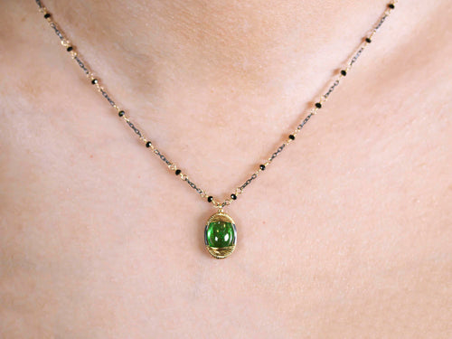 Tsavorite and Spinel Pendant Necklace