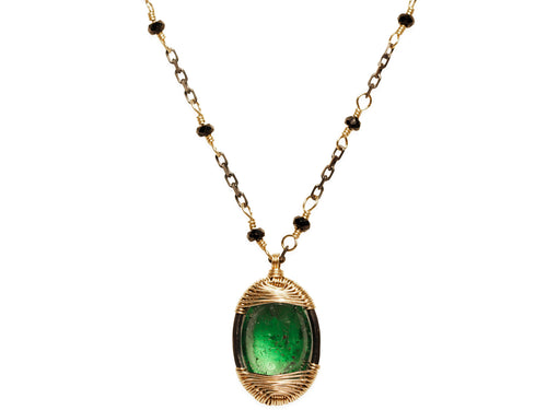 Tsavorite and Spinel Pendant Necklace