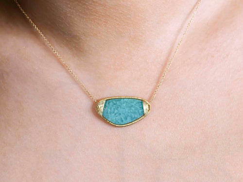 Amazonite Pendant Necklace in 14K Yellow Gold