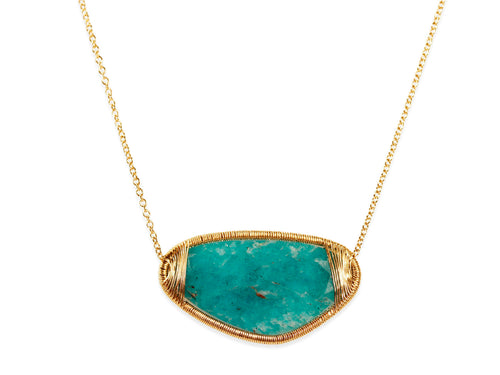 Amazonite Pendant Necklace in 14K Yellow Gold