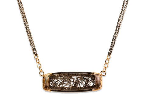 Petite Diamond Bar Necklace in Yellow Gold